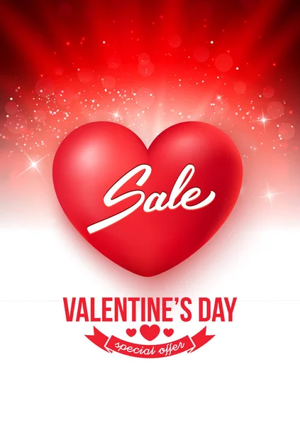 Sale advertisement for Valentine's day, heart banner, vector illustration