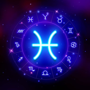 Balık burç, burç sembolü, illüstrasyon vektör