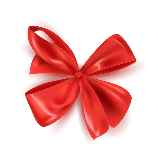 Realistic Red Ribbon Bow Isolated Vector Illustration — Stock Vector