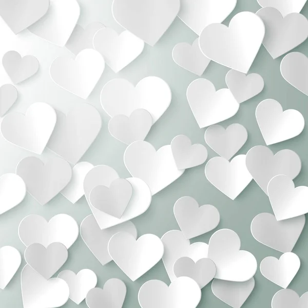 Paper Hearts Romantic Valentine Background Template Vector Illustration — Stock Vector