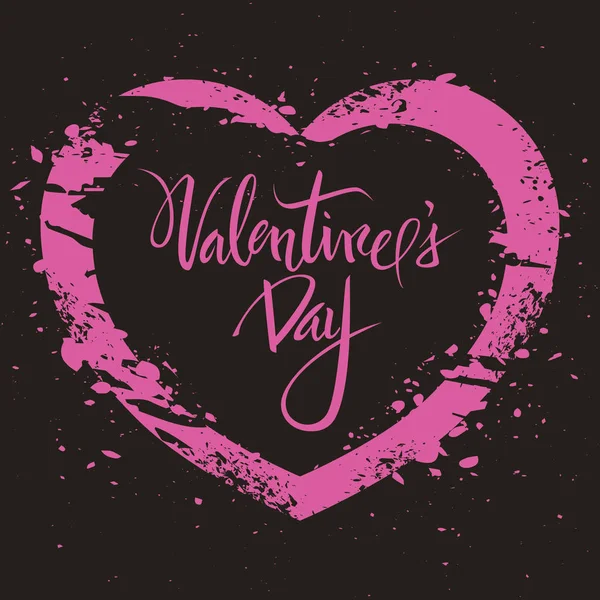 Aftelkalender Voor Valentijnsdag Handgeschreven Tekst Hart Vorm Vectorillustratie — Stockvector