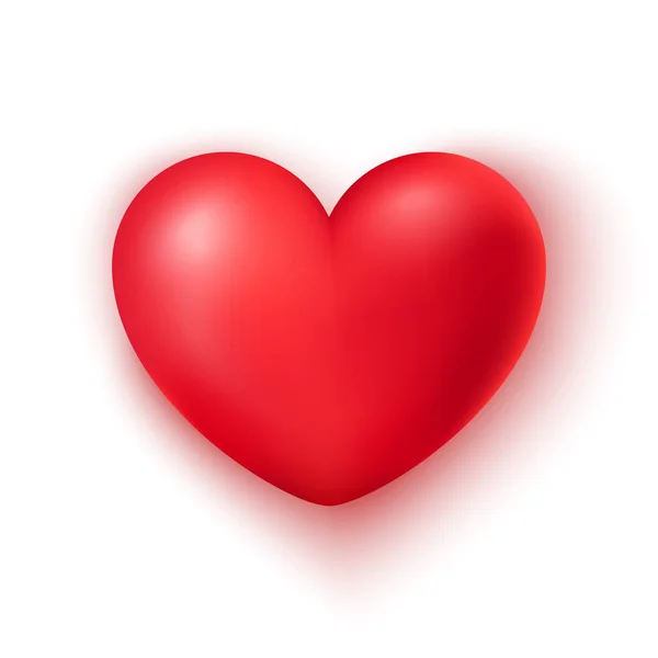 Beyaz Happy Valentine Day Vektör Illüstrasyon Izole Gerçekçi Kırmızı Kalp — Stok Vektör