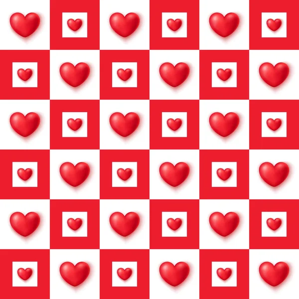Cute Red Hearts Seamless Pattern Valentine Day Texture Wallpapers Fabric — Stock Vector