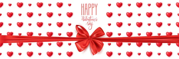 Happy Valentine Day Banner Cute Red Hearts Vector Illustration — стоковый вектор