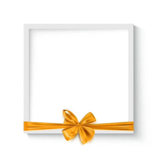 装饰框架与现实的黄金丝带弓 节日背景模板 矢量插图 — 图库矢量图片