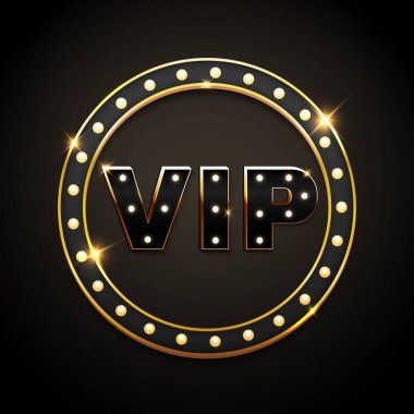 VIP afiş, metin çerçevesinde retro parlak tabela, vektör çizim