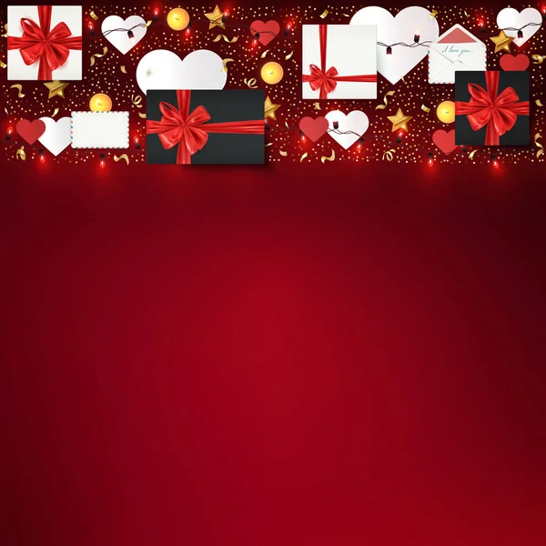 Holiday Festive Background Gift Boxes Decorative Elements Birthday Valentine Christmas — Stock Vector