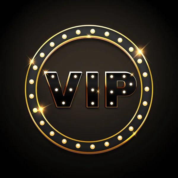 Vip Banner Tekst Retro Glanzende Uithangbord Frame Vectorillustratie — Stockvector