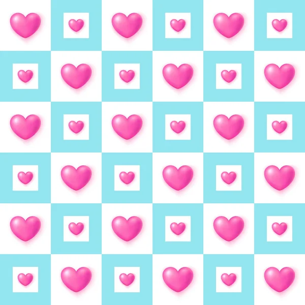 Милий Рожевий Серця Безшовні Візерунок День Святого Валентина Текстури Шпалер — стоковий вектор