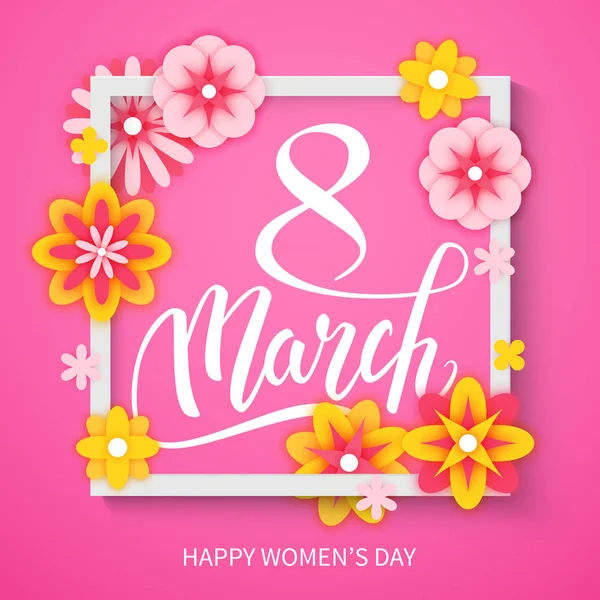 Feliz Día Internacional Mujer Banner Postal Decorativa Con Hermosas Flores — Archivo Imágenes Vectoriales