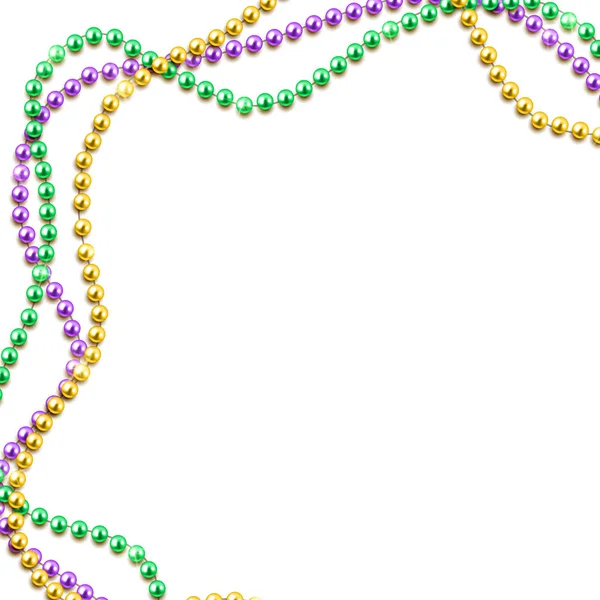 Modello Banner Mardi Gras Con Cornice Decorativa Perline Colorate Illustrazione — Vettoriale Stock