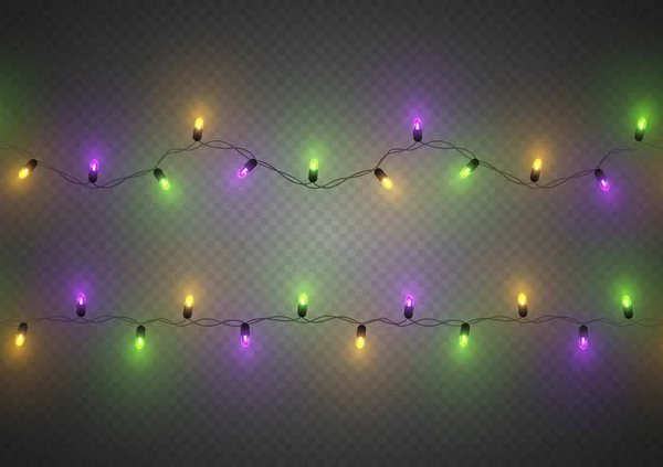 Mardi Gras Decorative Colorful Traditional Led Lights Seamless Isolated Vector — Stock Vector