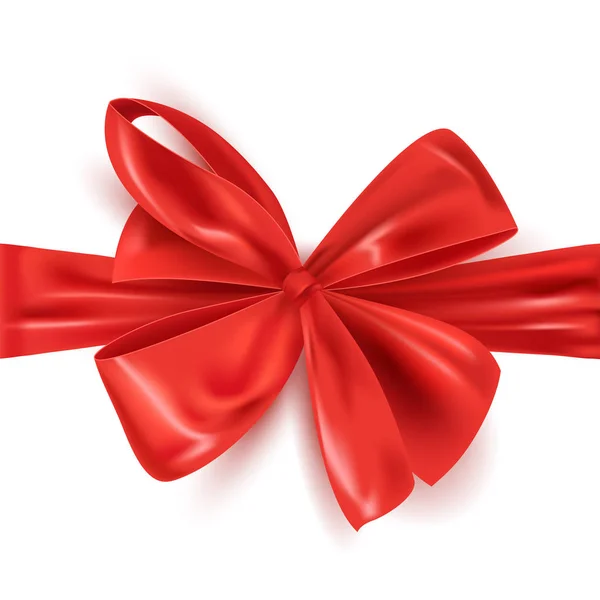 Realistic Red Ribbon Bow Gift Wrap Vector Illustration — Stock Vector