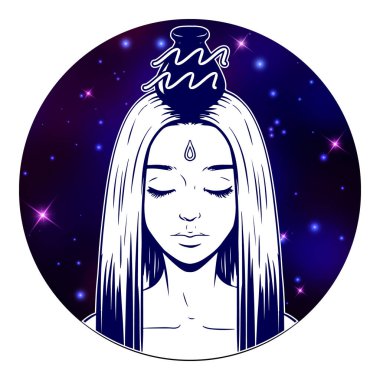 Kova Zodyak işareti resimleri, güzel kız yüz, Astroloji sym