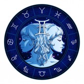 Gemini Sternzeichen Kunstwerk, schönes Mädchengesicht, Horoskop-Symbol