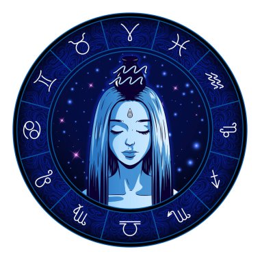 Kova Zodyak işareti resimleri, güzel kız yüz, Astroloji sym