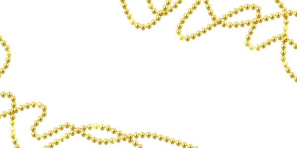 Dekorativní rám s lesklými zlatými korálky, šperky, hvekty — Stockový vektor
