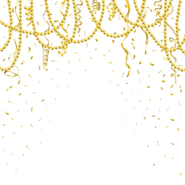 Dekorativní rám s lesklými zlatými korálky, šperky, hvekty — Stockový vektor