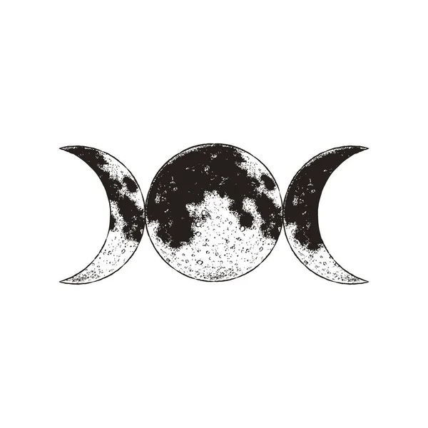 Triple symbole de déesse, trois lunes, wicca, sorcellerie, magie s — Image vectorielle
