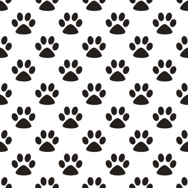 Sevimli pençe dikişsiz desen, kedi ayak adımları, evcil hayvan tasarımı. Doku f