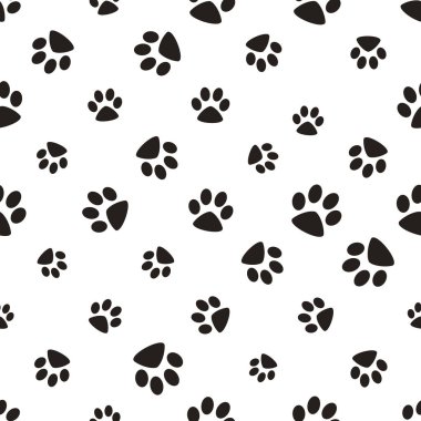 Sevimli pençe dikişsiz desen, kedi ayak adımları, evcil hayvan tasarımı. Doku f