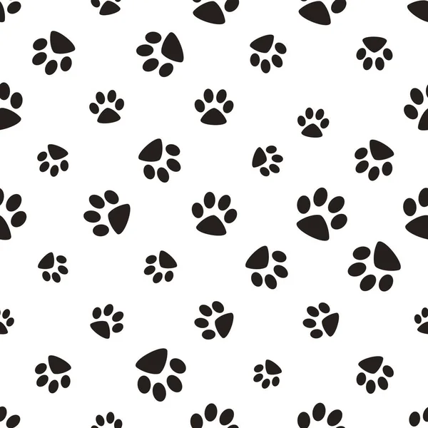 귀여운 발 매끄러운 패턴, 고양이 발 단계, 애완 동물 디자인. 텍스처 f — 스톡 벡터