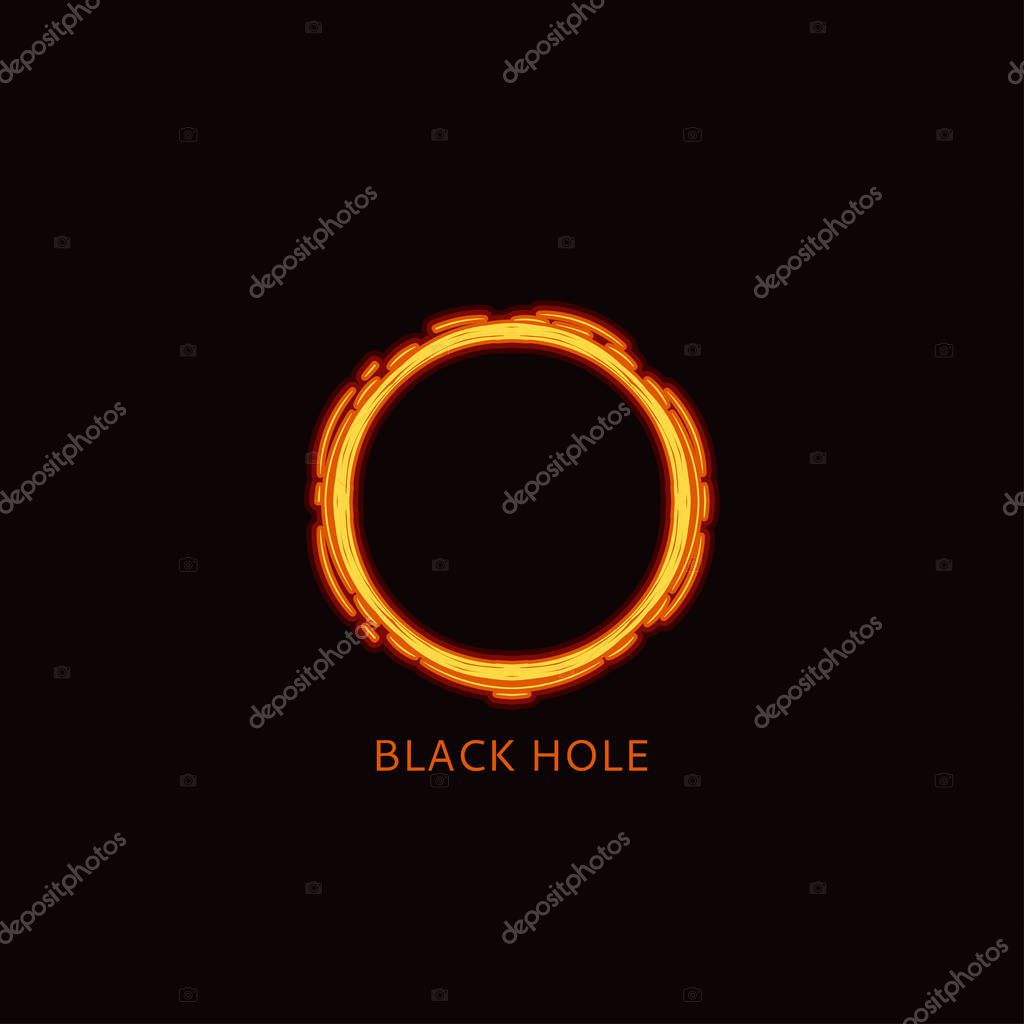 Supermassive black hole in space logo, vector illustration