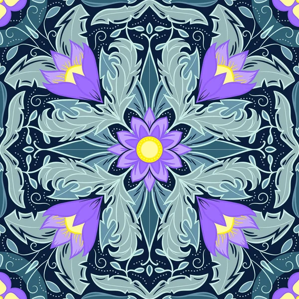 Hermoso patrón ornamental sin costuras con elementos florales. Texto: — Archivo Imágenes Vectoriales