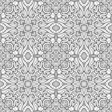 Soyut süs dikişsiz desen, etnik baskı, siyah ve wh