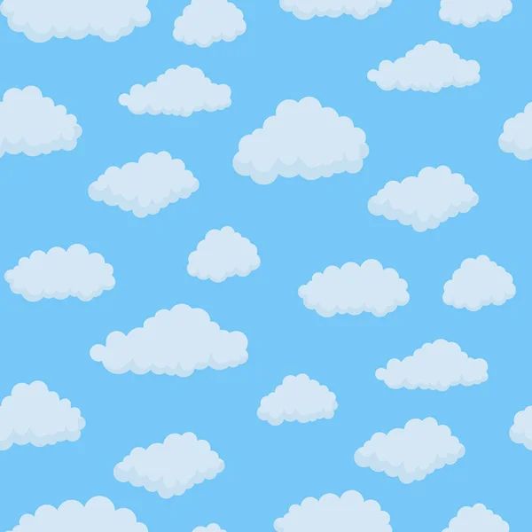 Mignons nuages blancs dans le ciel bleu motif sans couture. Texture pour mur — Image vectorielle