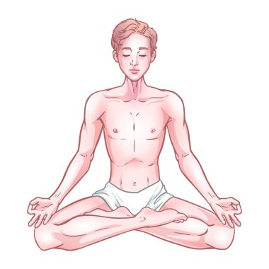 Lotus genç meditasyon yogi adam beyaz backgr izole poz