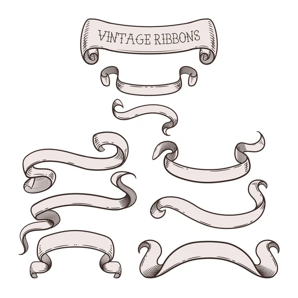 Cintas vintage para su mensaje, conjunto de hermosos decorativos de — Vector de stock