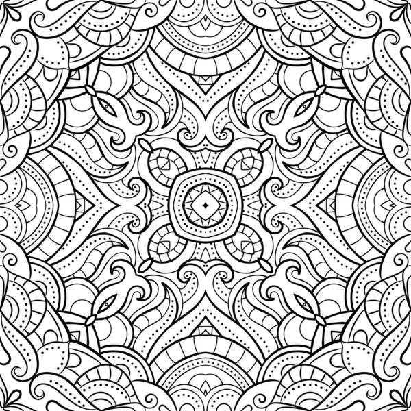 Patrón sin costura ornamental abstracto, impresión étnica, negro y wh — Vector de stock