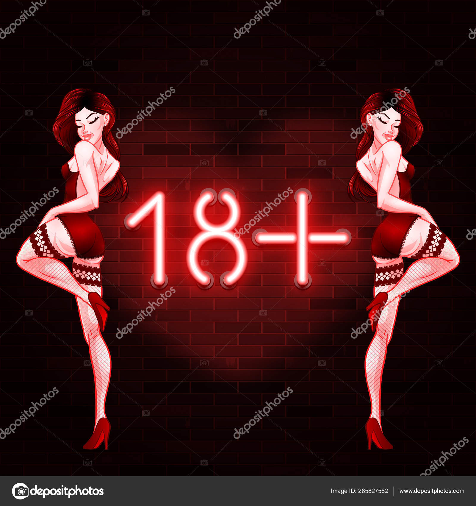 18+ poster with two beautiful sexy women in lingerie, sex shop p Stock Vector by ©littlepaw 285827562 photo