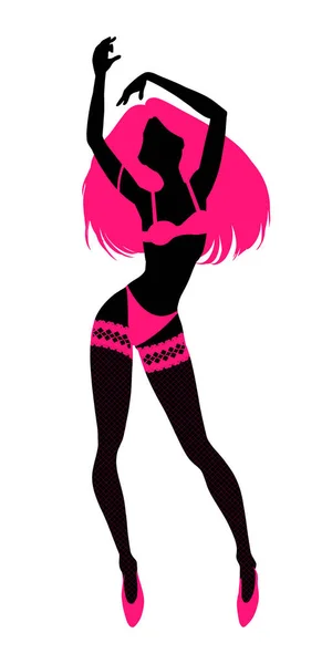 Sexy woman silhouette in underwear, club burlesque performer, da — Stock Vector