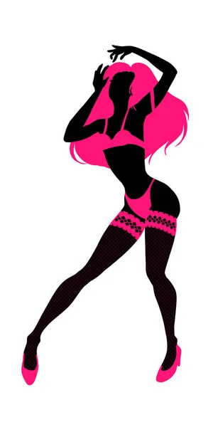 Sexy woman silhouette in underwear, club burlesque performer, da — Stock Vector