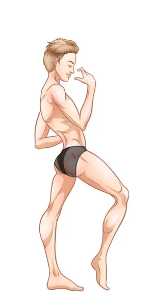 Sexy bel homme dansant en sous-vêtements, strip-teaseuse, go-go boy, gay — Image vectorielle