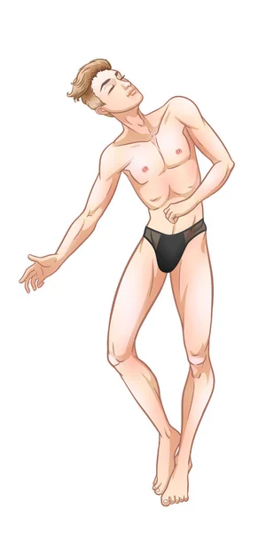 Sexy bel homme dansant en sous-vêtements, strip-teaseuse, go-go boy, gay — Image vectorielle