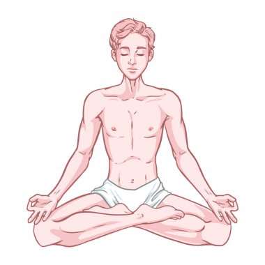 Lotus genç meditasyon yogi adam beyaz backgr izole poz