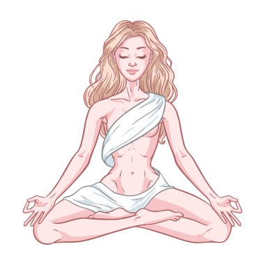 Lotus genç meditasyon yogi kadın beyaz sırt izole poz