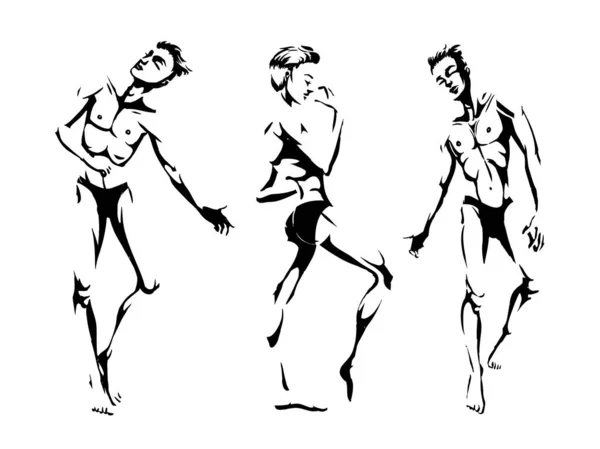Сексуальный красавчик танцует в нижнем белье, стриптизёрша, гоу-гоу мальчик, гей — стоковый вектор