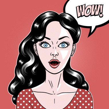 Komik tarzı güzel genç kadın ifade şaşırttı, açık mou