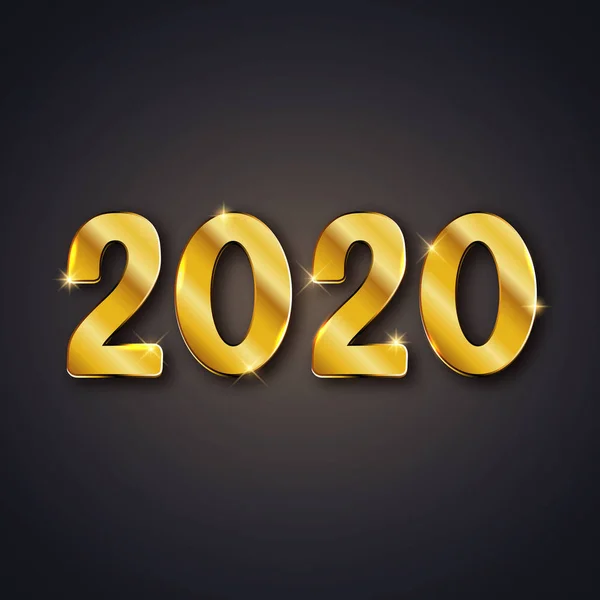 2020 новый год реалистичные золотые текстовые номера, открытка, баннер, век — стоковый вектор