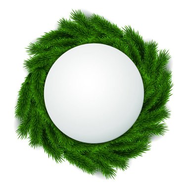 Noel afiş, boş gerçekçi köknar ağacı dalları çelenk 