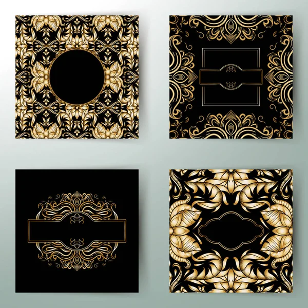 Conjunto de tarjetas de fiesta retro, 1920s estilo art deco marco, vintage orname — Archivo Imágenes Vectoriales