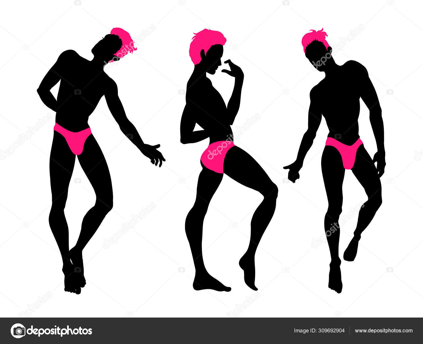 Sexy handsome men silhouettes dancing in underwear, stripper, go Stock  Vector by ©littlepaw 309692904