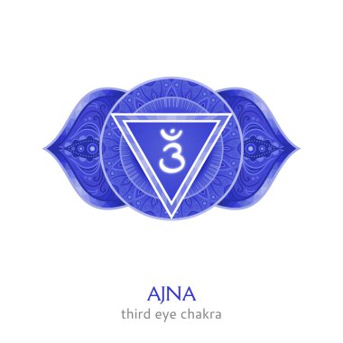 Ajna, üçüncü göz çakrası sembolü. Renkli mandala. Vektör illustra