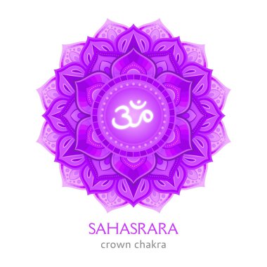 Sahasrara, taç çakra sembolü. Renkli mandala. Vektör illustr