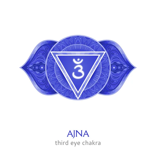 Ajna, tercer ojo símbolo chakra. Mandala colorido. Vector ilustra — Vector de stock