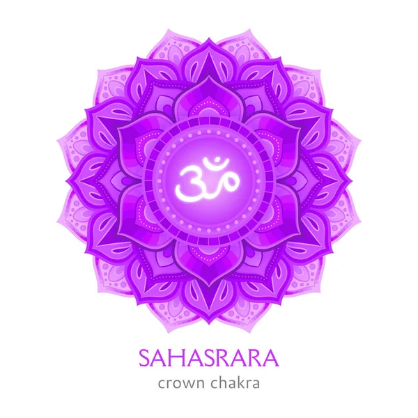 Sahasrara, crown chakra symbol. Colorful mandala. Vector illustr — Stock Vector